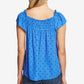 CeCe Women's Square Neck Tropic Dot Blouse Blue Size Medium