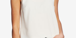 CeCe Women's Sleeveless Peter Pan Collar Top Soft Ecru Size Small