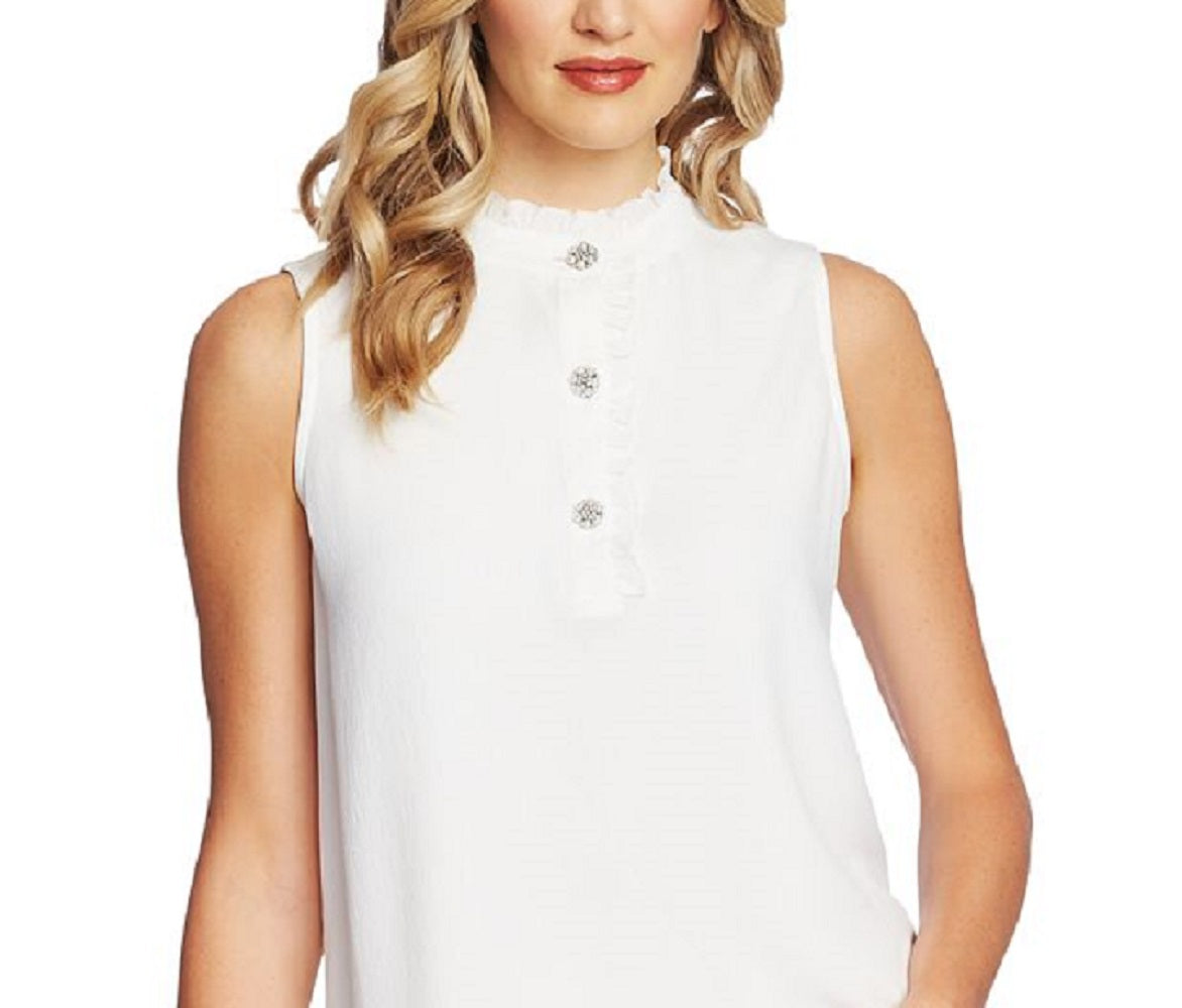 CeCe Women's Ruffle Collar Shell Top White Size X-Small