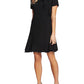 Cece Women's Rich Black Bow Neck Short Sleeve Dress Size 8