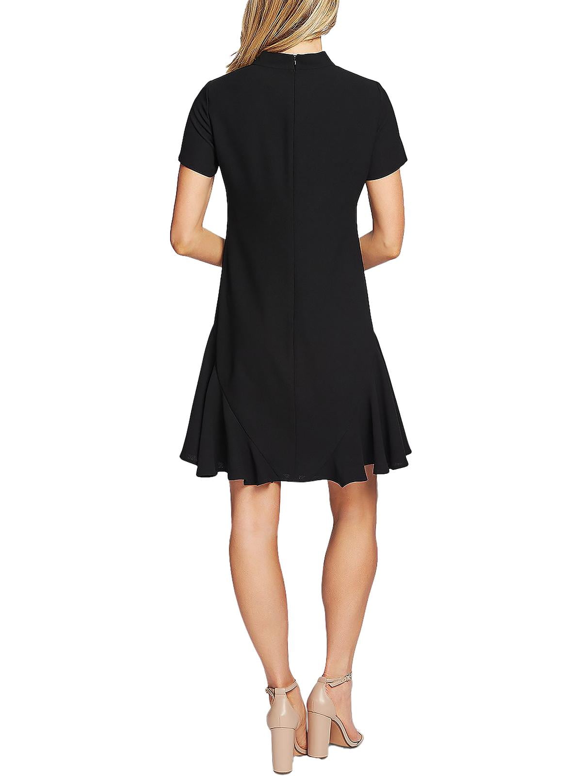Cece Women's Rich Black Bow Neck Short Sleeve Dress Size 8