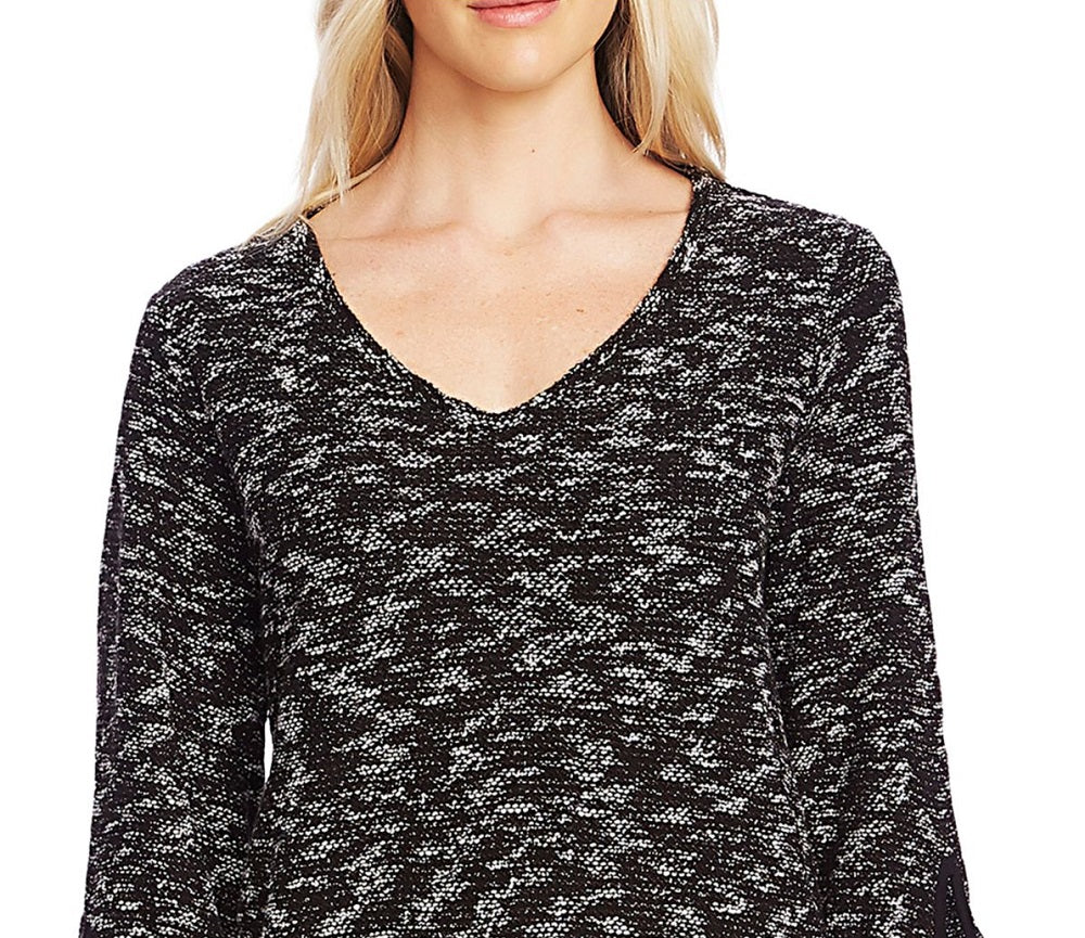 Vince Camuto Women's Marled V Neck Top Gray Size X-Small