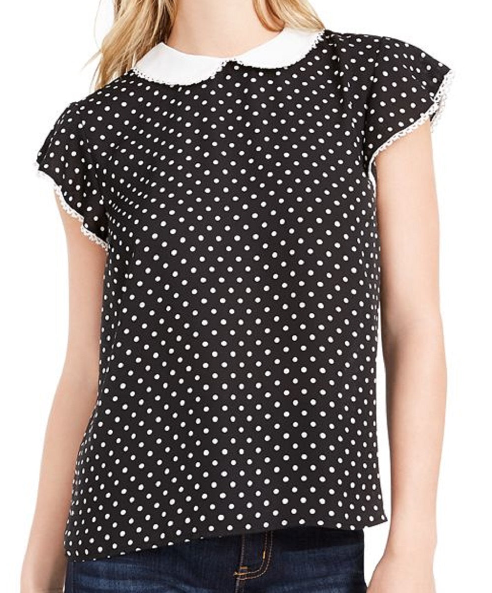 CeCe Women's Heirloom Polka Dot Blouse Black Size Medium