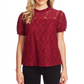 CeCe Women's Floral Short Sleeve Illusion Neckline Top Red Size X-Large