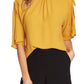 Vince Camuto Women's Gathered Tie Shoulder Blouse Yellow Size Small