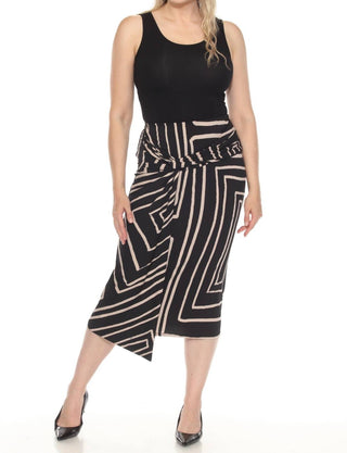 Joseph Ribkoff - Geometric Faux Wrap Midi Skirt