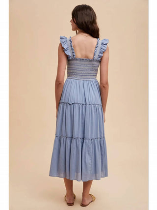 In-Loom - Contrast Stitched Smocked Maxi Dress