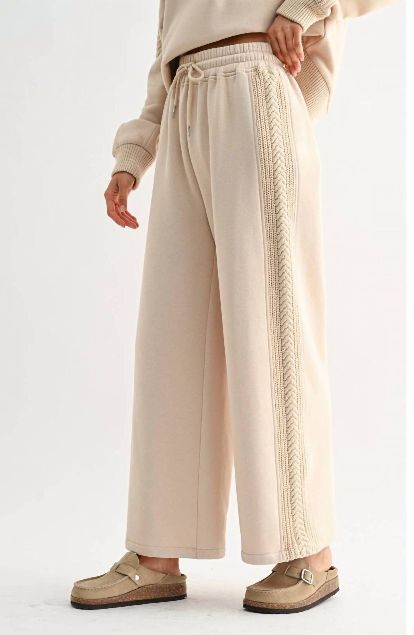 Camellia - Cable Knit Trim Oversized Lounge Set