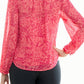 Nicole Miller - Printed Button-down Tie Neck Blouse
