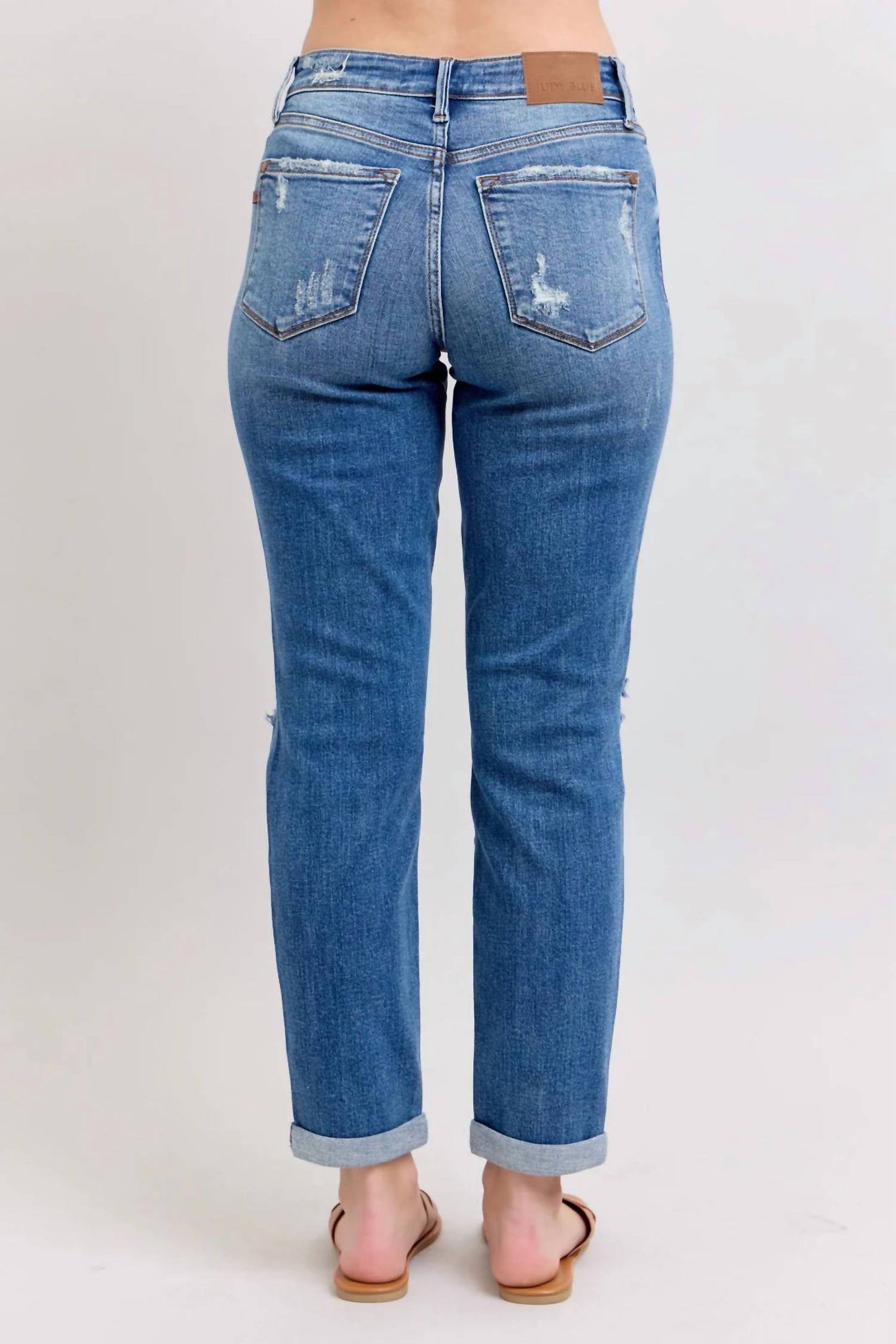 Judy Blue - Mid-rise Distressed Boyfriend Jeans