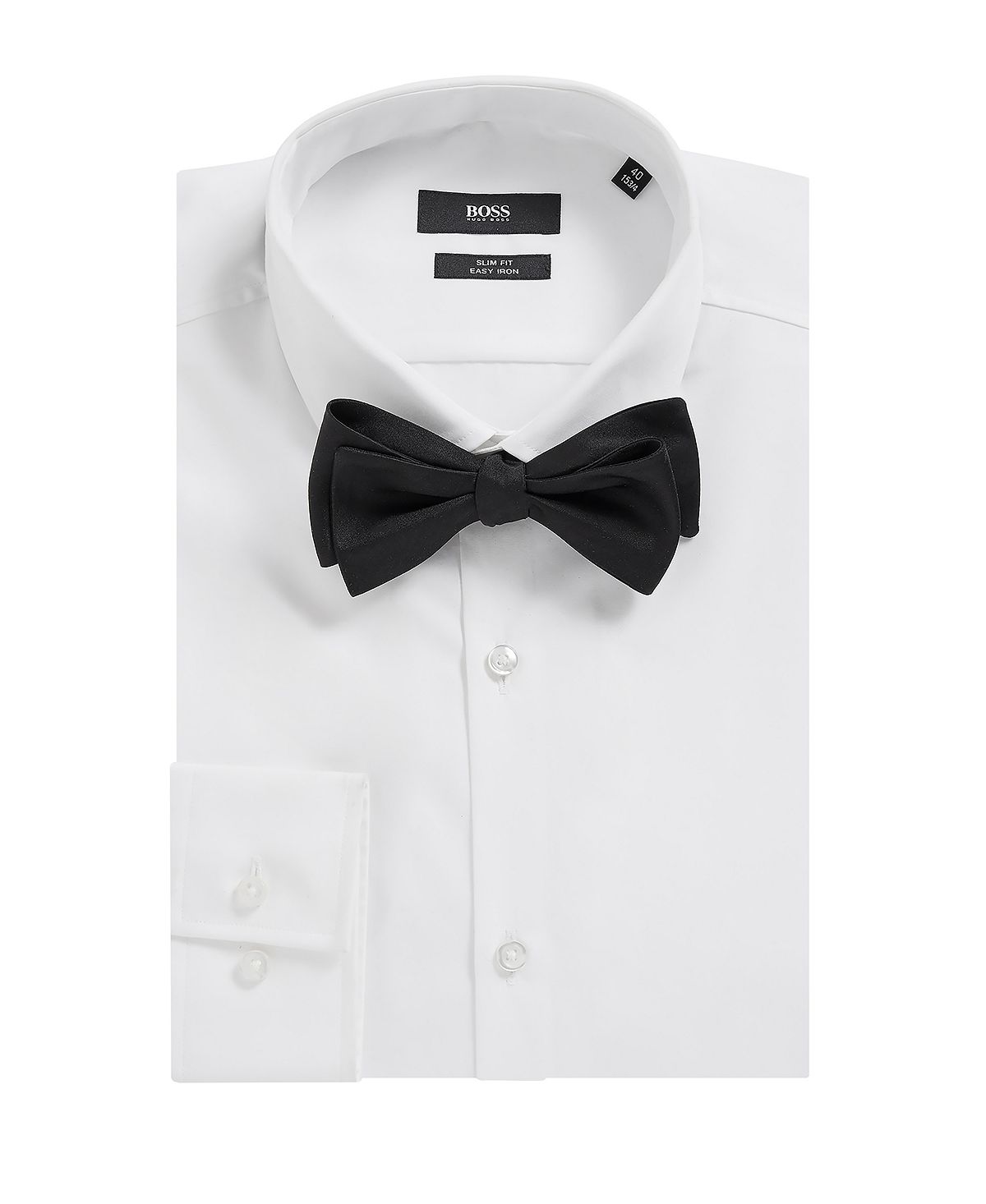 Hugo Boss Men's Solid Silk Bow Tie Black Size Regular