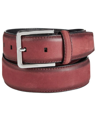 Calvin Klein Men's Burnished Edge Leather Belt Red Size 36