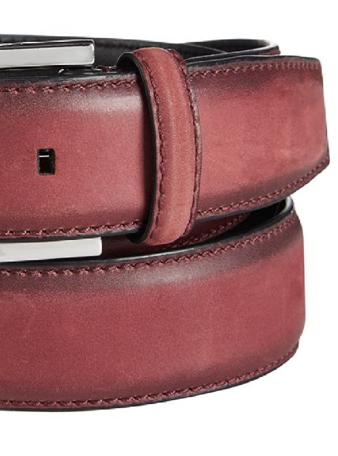 Calvin Klein Men's Burnished Edge Leather Belt Red Size 36