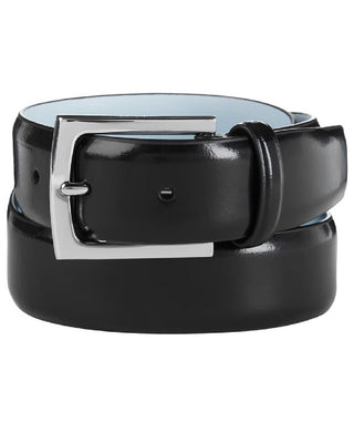 Calvin Klein Men's Semi Shine Feather Edge Leather Belt Black Size 44