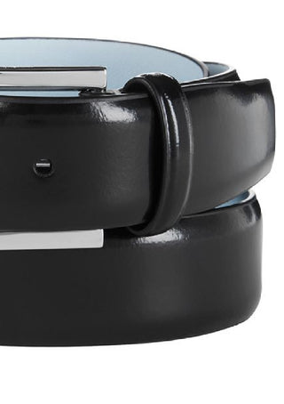 Calvin Klein Men's Semi Shine Feather Edge Leather Belt Black Size 44