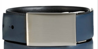 Calvin Klein Men's Feather Edge Plaque Reversible Belt Blue Size 36