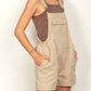 Very J - Suspender Solid Woven Casual Overall Romper