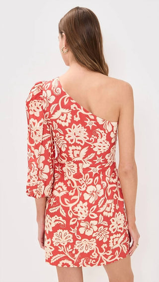 Dress To - One-shoulder Floral Print Mini Dress