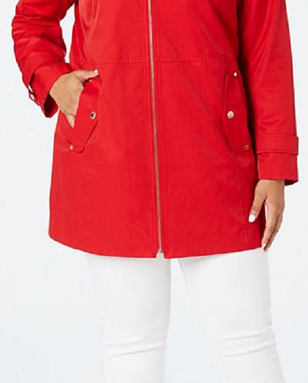 Michael Kors Women's Plus Hooded Raincoat Red Size 2X