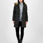 Michael Kors Women's Faux Fur Trim Hooded Puffer Coat Green Size Petite Large