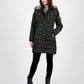 Michael Kors Women's Faux Fur Trim Hooded Puffer Coat Green Size Petite Large