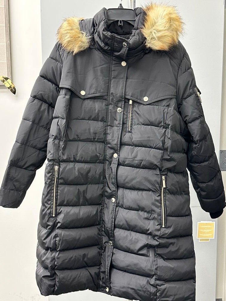Michael Michael Kors Plus Size Faux-Fur-Trim Hooded Puffer Coat Black Size 3X