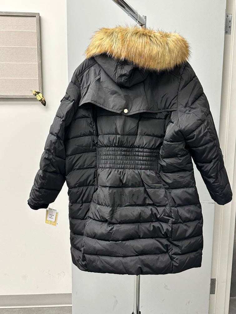 Michael Michael Kors Plus Size Faux-Fur-Trim Hooded Puffer Coat Black Size 3X