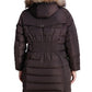 Michael Kors Women's Plus Faux Fur Trim Hooded Puffer Coat Brown Size 2X