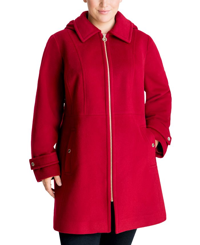 Michael Michael Kors Women's Hooded Point Collar Coat Red Size 3X