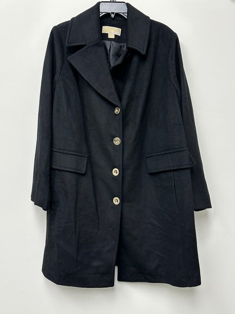 Michael Michael Kors Women's Plus Size Single-Breasted Walker Coat Black Size 0X