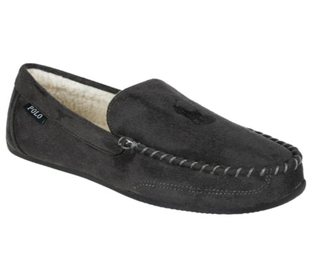 Ralph Lauren Men's Declan Moccasin Slippers Gray Size 9 M