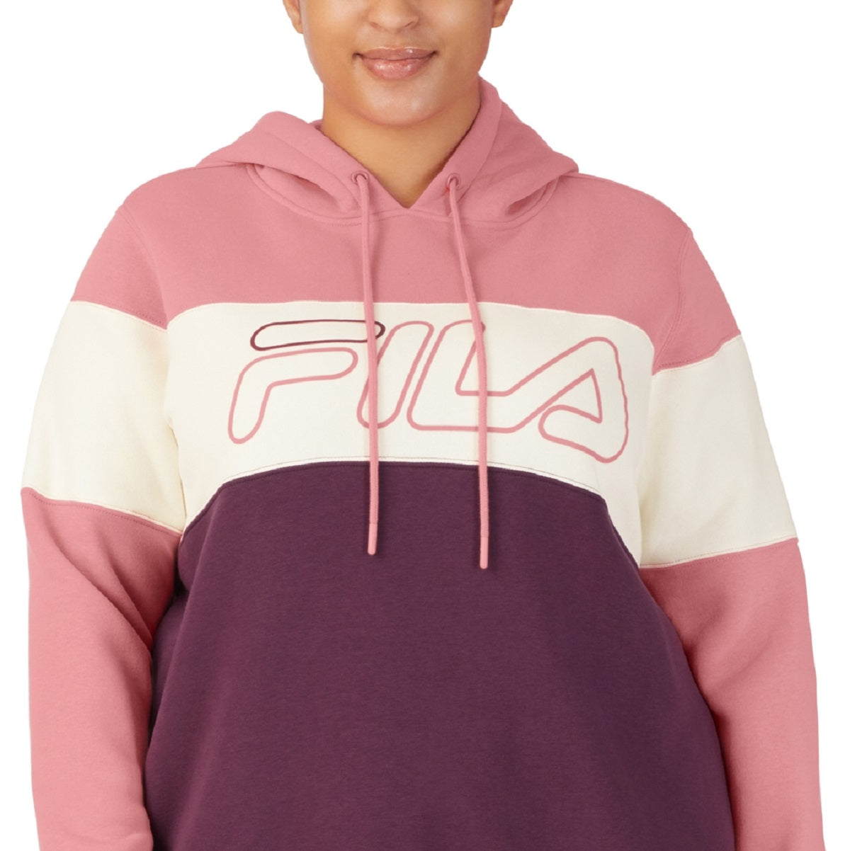 Fila Women's Timeless Logo Colorblocked Hoodie Purple Size 3X