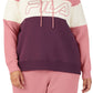 Fila Women's Timeless Logo Colorblocked Hoodie Purple Size 3X
