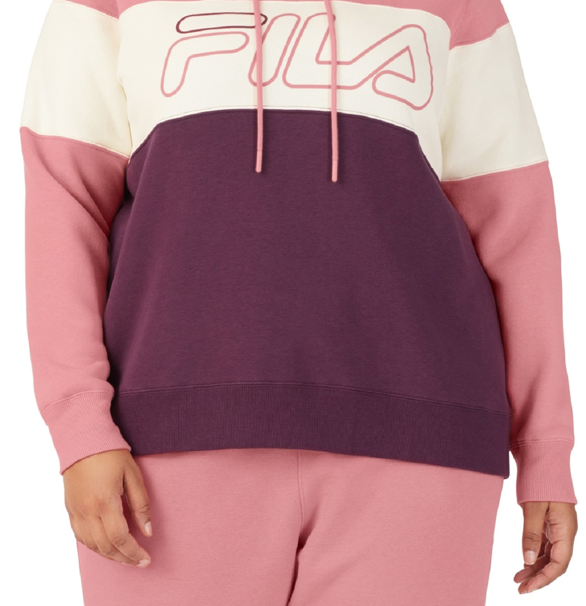 Fila Women's Timeless Logo Colorblocked Hoodie Purple Size 3X