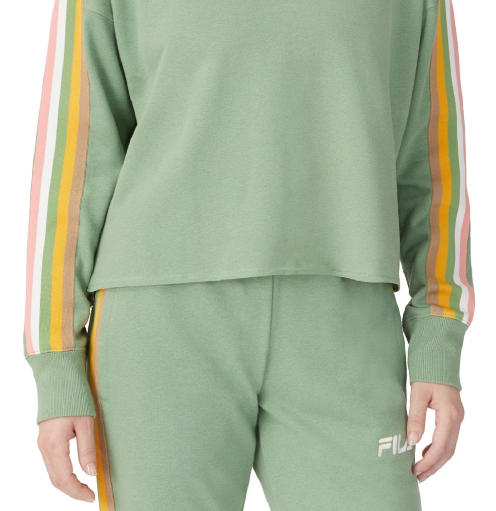 Fila Women's Clover Crewneck Logo Colorblocked Sweatshirt Green Size 3X