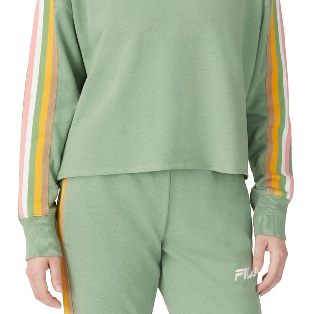 Fila Women's Clover Crewneck Logo Colorblocked Sweatshirt Green Size 4X