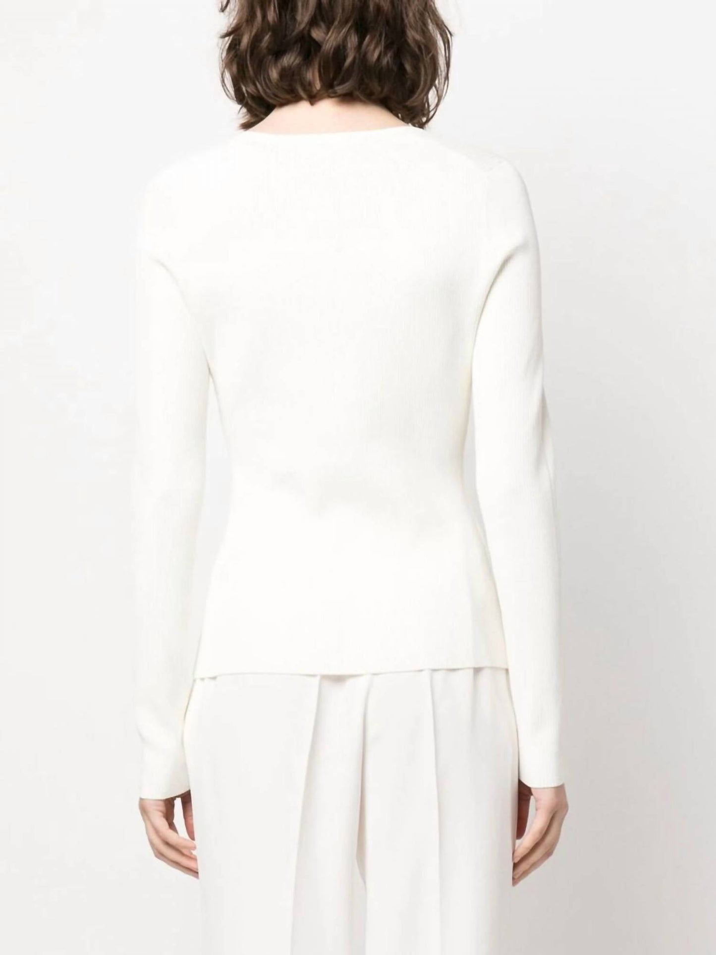 Veronica Beard - Gladys Ribbed Sweetheart Knit Long Sleeve Top