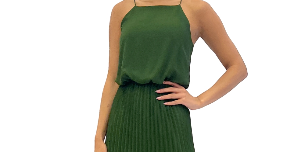 Sam Edelman Women's Blouson Pleated Dress Green Size 6