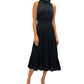 Sam Edelman Women's Mock Neck Tiered Halter Midi Dress Black Size 10