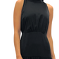 Sam Edelman Women's Mock Neck Tiered Halter Midi Dress Black Size 10