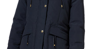 Sam Edelman Women's Faux Trim Hooded Down Parka Blue Size X-Small