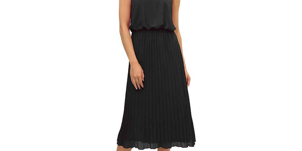Sam Edelman Women's Sleeveless Pleated Midi Dress Black Size 4