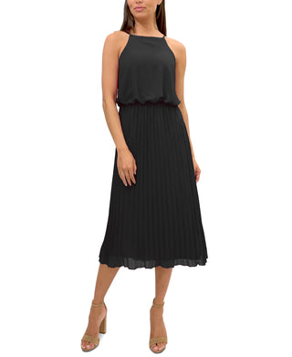 Sam Edelman Women's Sleeveless Pleated Midi Dress Black Size 4