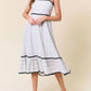 Doe And Rae - Striped Rick Rack Trimmed Tiered Midi Dress