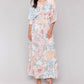 Charlie B - Printed Dolman Sleeve Maxi Dress With Side Slits