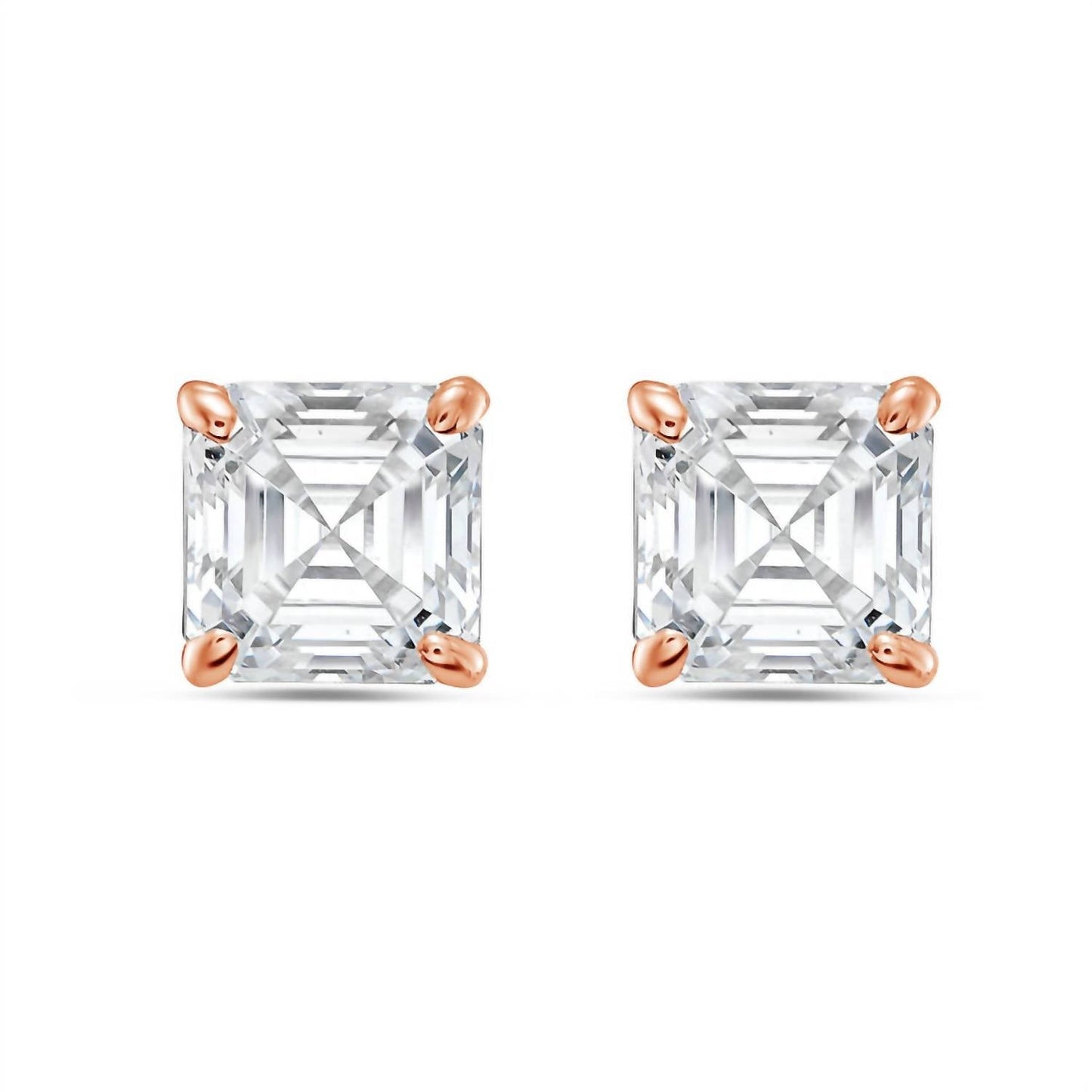 Diana M Jewels - 10.00 Cts Lab Grown Asscher Cut Stud Earrings
