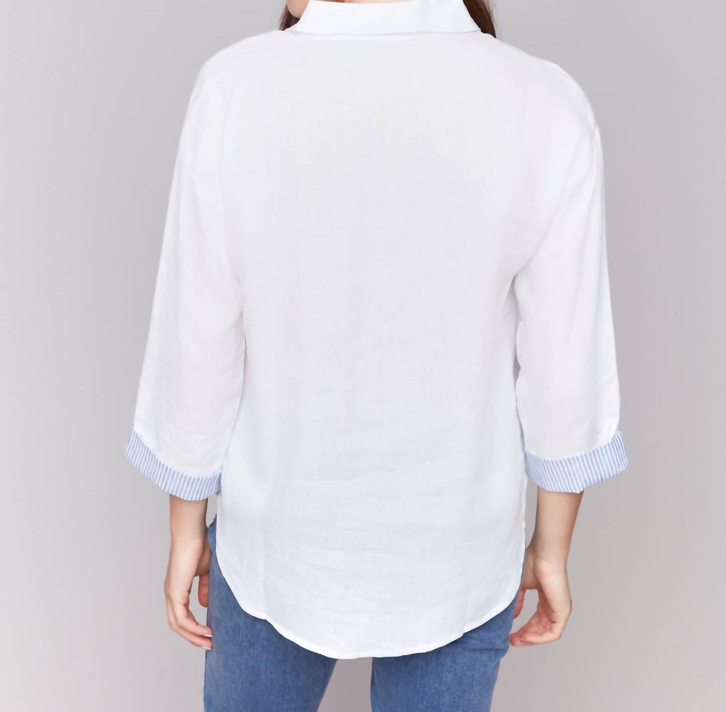Charlie B - Drop Shoulder 3/4 Button Down Shirt