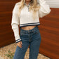 Mable - Lapel Collar Crop Sweater