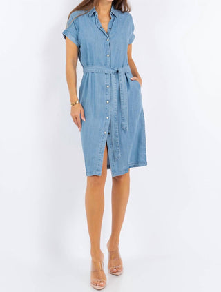 Paparazzi - Tencel Denim Short Sleeve Shirt Dress With Belt
