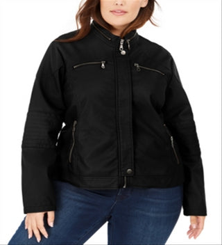 Maralyn & Me Junior's Faux Leather Moto Jacket Black Size 2X